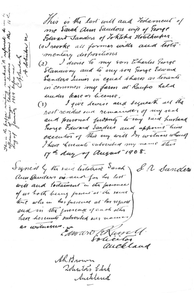 Sarah's Will - Colleen Stanaway Collection.