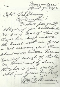 Mariner's Letter 1874